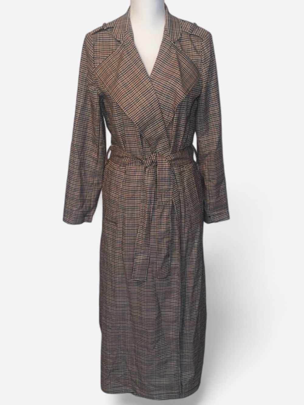 Worthington Plaid Long Tench Coat